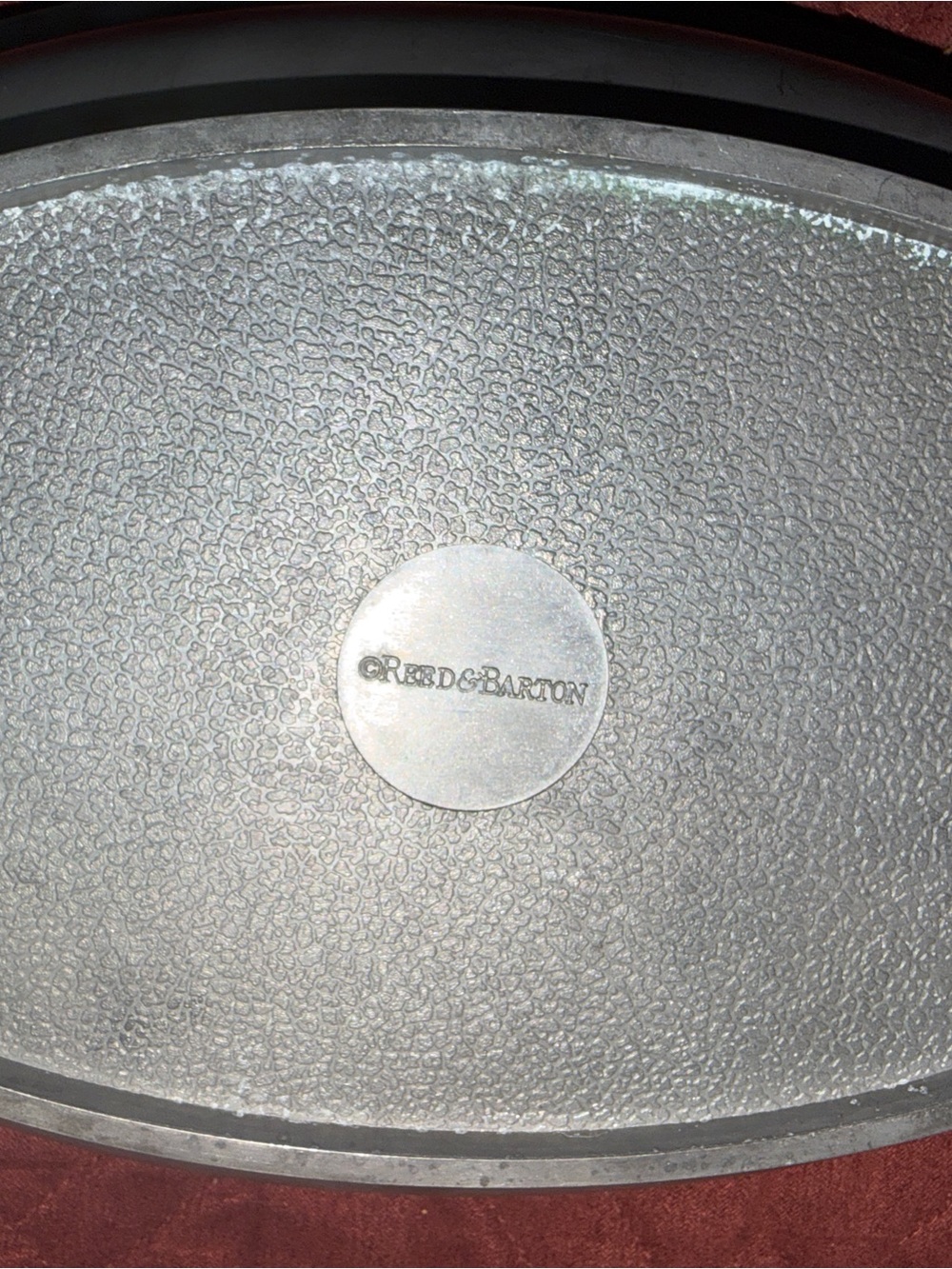 Decorative Pewter-Look Oval Serving Tray - Gray - Picture 2 of 2